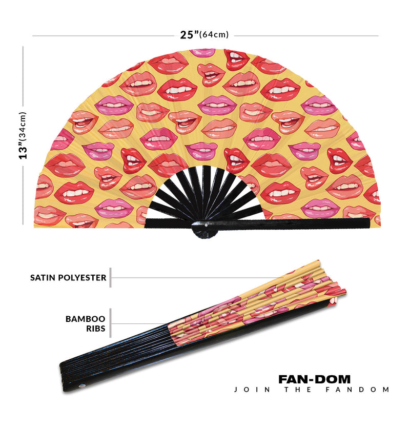 Cute Lips Pattern Bamboo Hand Fan