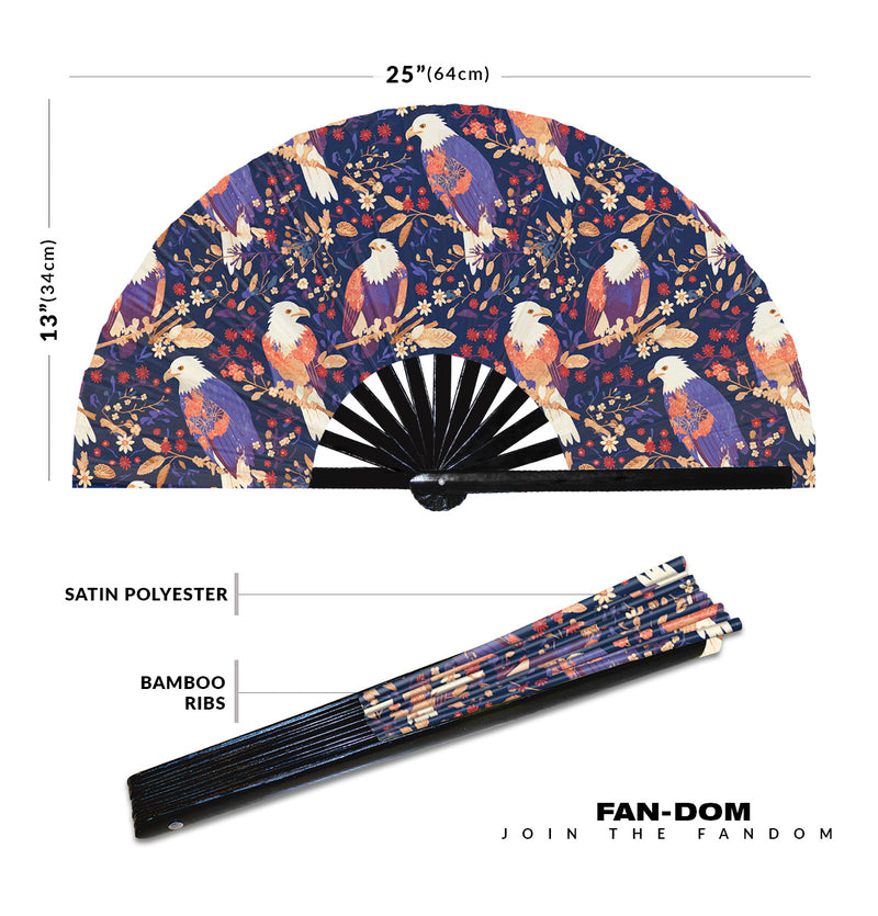 Cute Eagle Pattern Bamboo Hand Fan