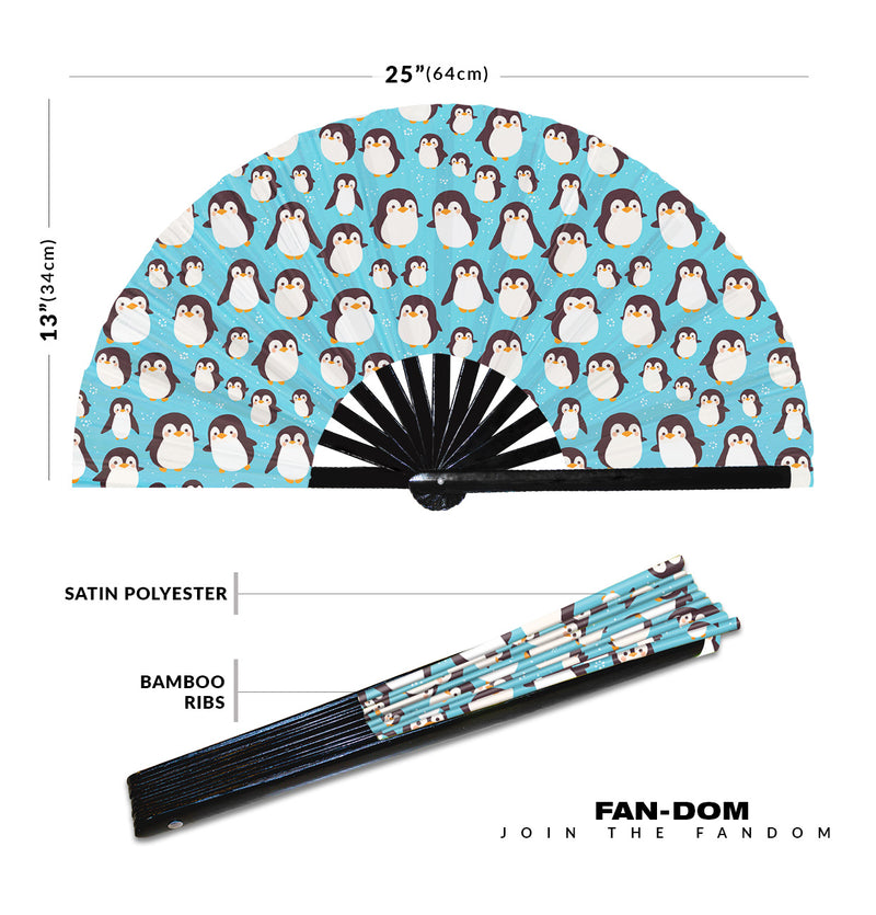 Cute Penguin Pattern Bamboo Hand Fan