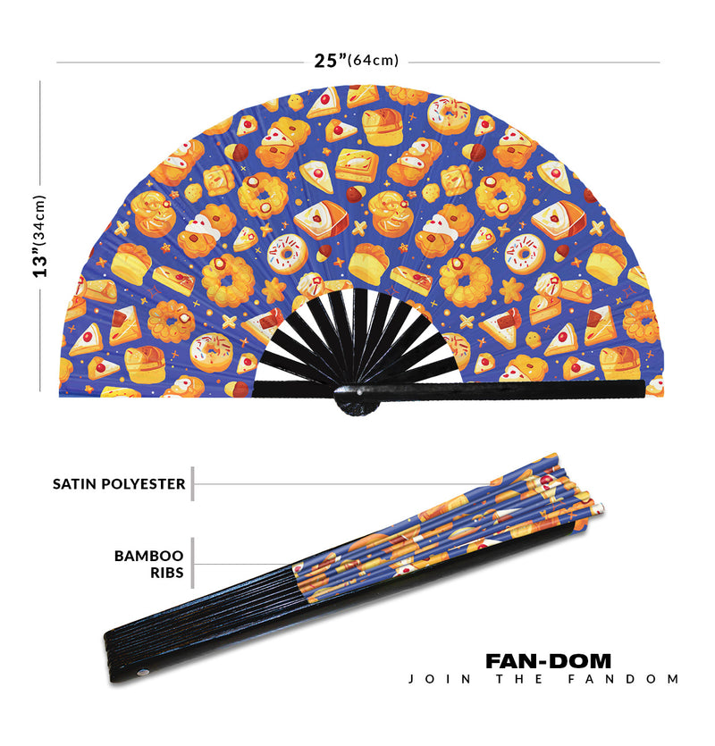 Cute Cookies Pattern Bamboo Hand Fan