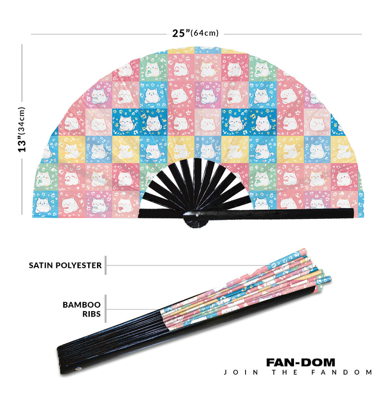 Cute Cat Pattern Bamboo Hand Fan