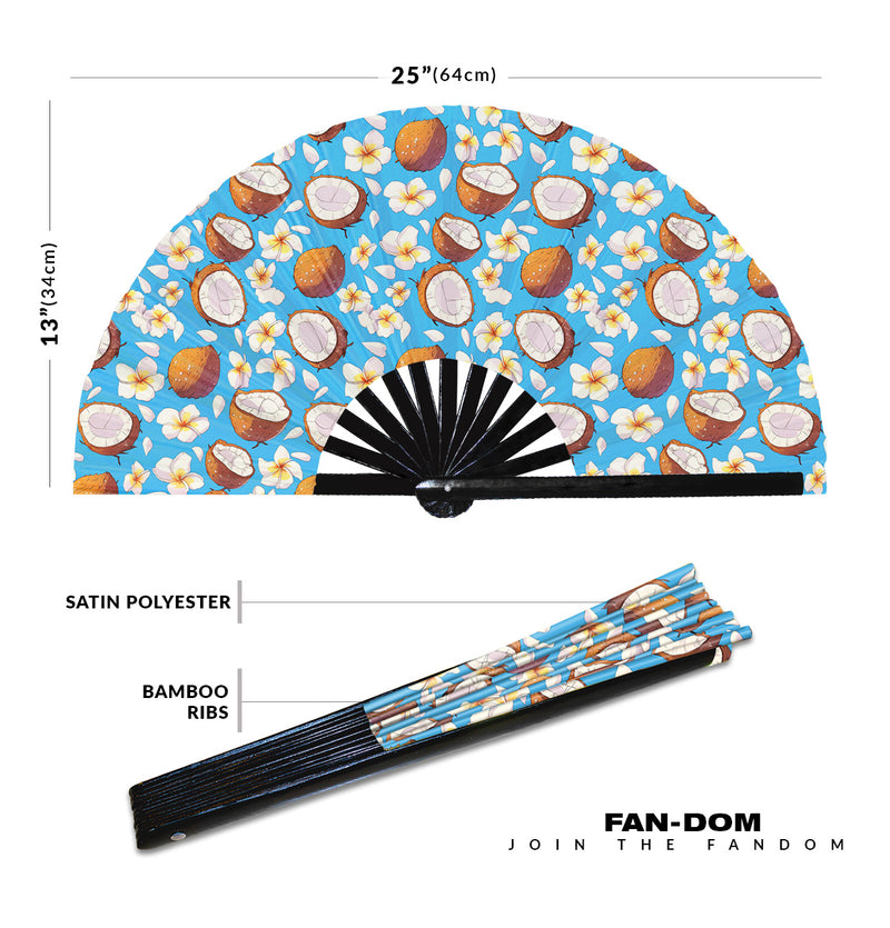 Cute Coconut Pattern Bamboo Hand Fan