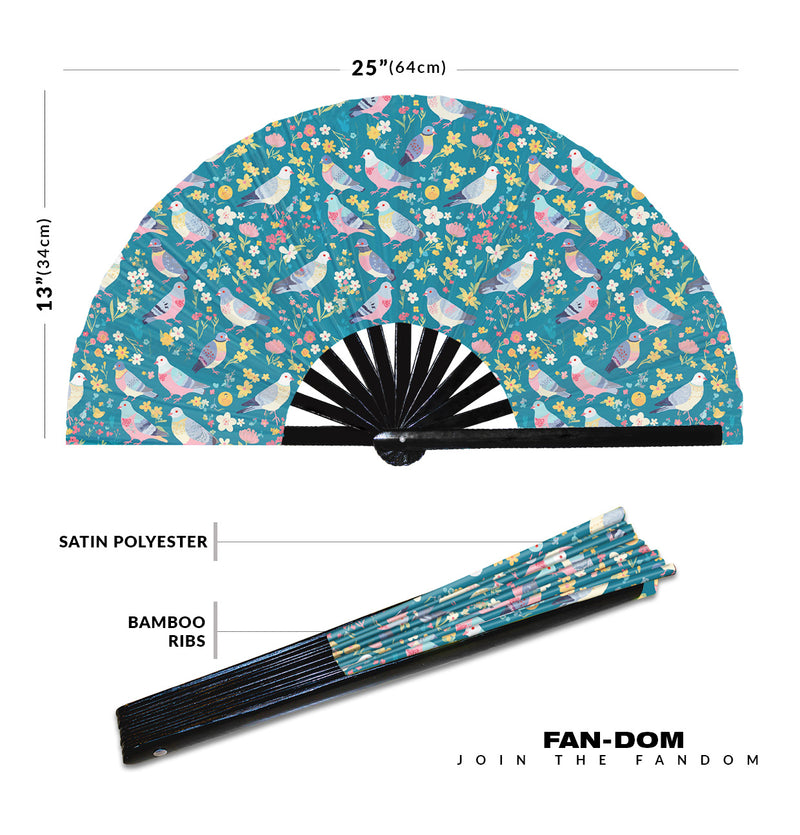 Cute Pigeon Pattern Bamboo Hand Fan