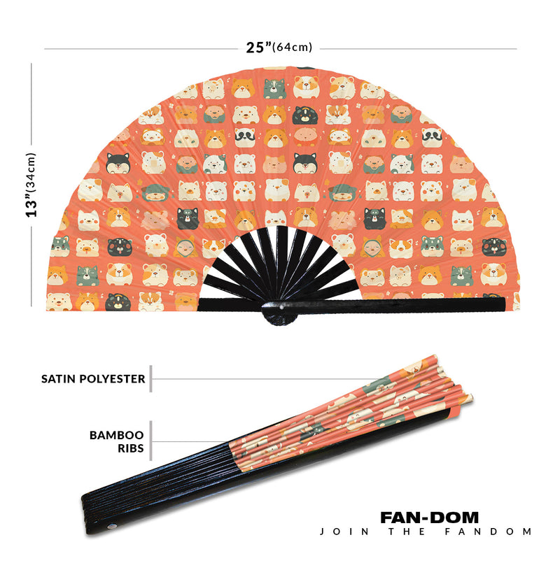 Cute Dog Pattern Bamboo Hand Fan