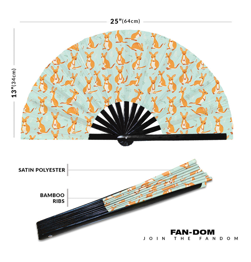 Cute Kangaroo Pattern Bamboo Hand Fan