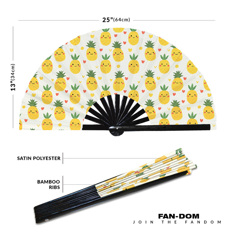 Cute Pineapple Pattern Bamboo Hand Fan