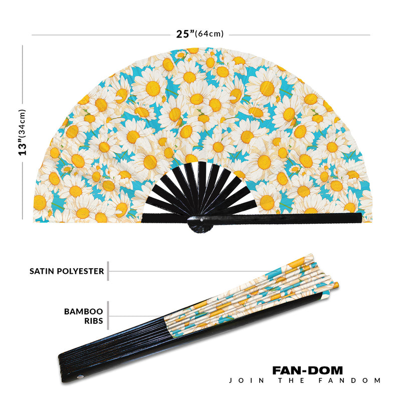 Cute Daisy Pattern Bamboo Hand Fan