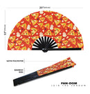 Cute Pizza Pattern Bamboo Hand Fan