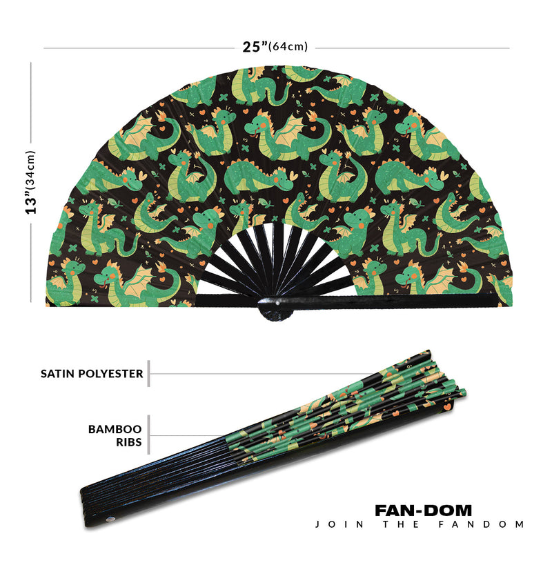 Cute Dragon Pattern Bamboo Hand Fan