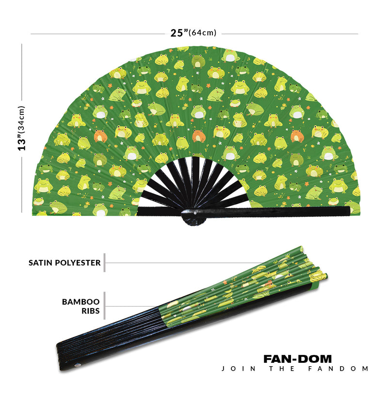 Cute Frog Pattern Bamboo Hand Fan