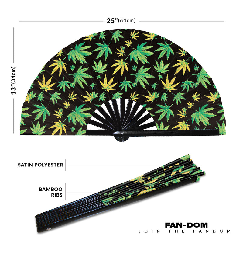 Cute Marijuana Weed Pattern Bamboo Hand Fan