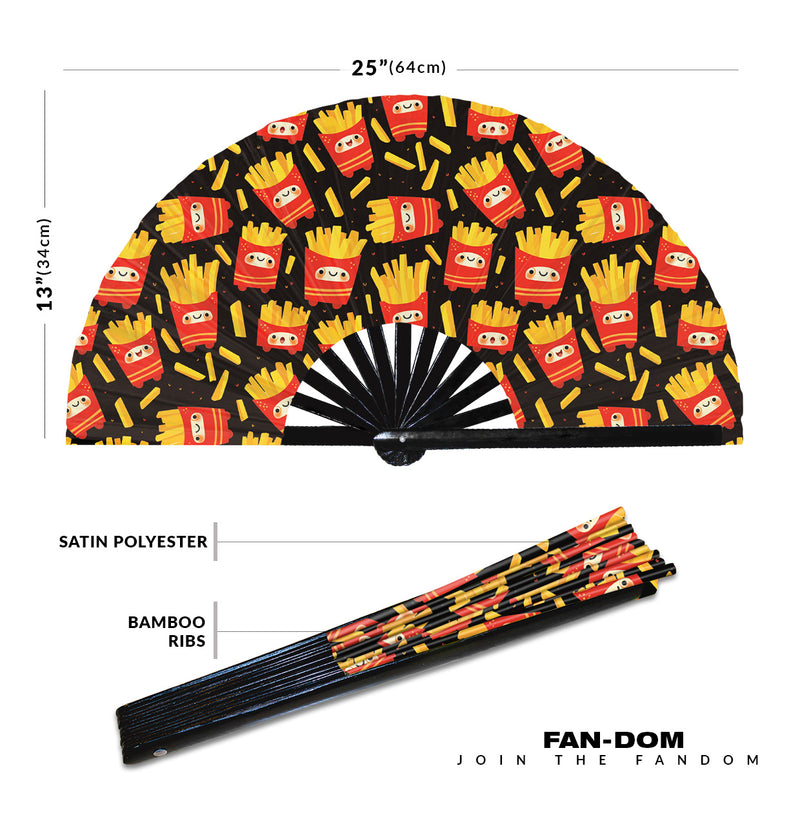 Cute Fries Pattern Bamboo Hand Fan