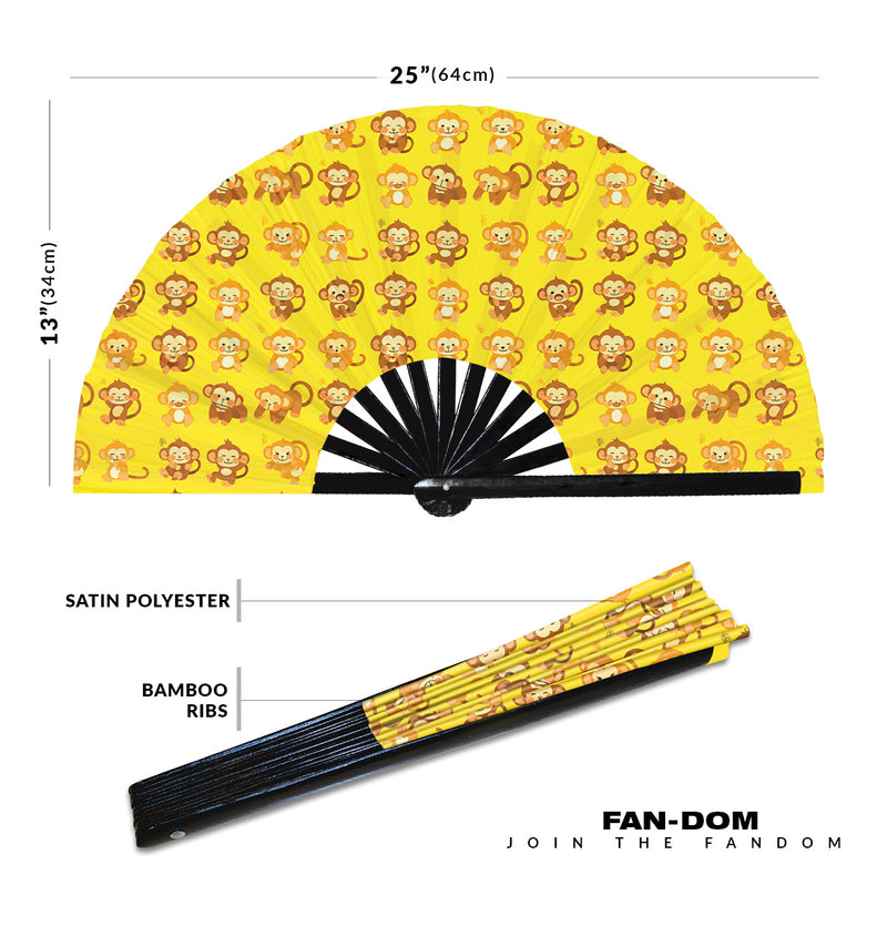 Cute Monkey Pattern Bamboo Hand Fan