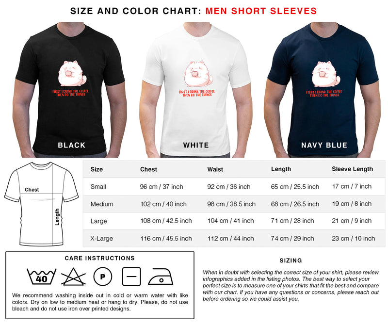 First I Drink The Coffee Then Do The Things - Cute Cat Coffee | Editable Text - Custom text shirts, totes and bags