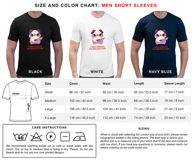 I Have Stability, The Ability To Stab - Cute Pug Knife | Editable Text - Custom text shirts, totes and bags