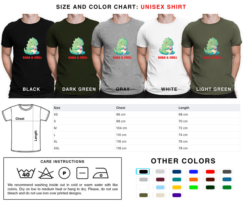 Boba & Chill - Cute T-rex Dinosaur Boba | Editable Text - Custom text shirts, totes and bags