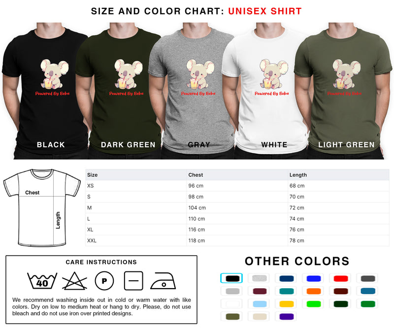 Powered By Boba - Cute Koala Boba Tea | Editable Text - Custom text shirts, totes and bags