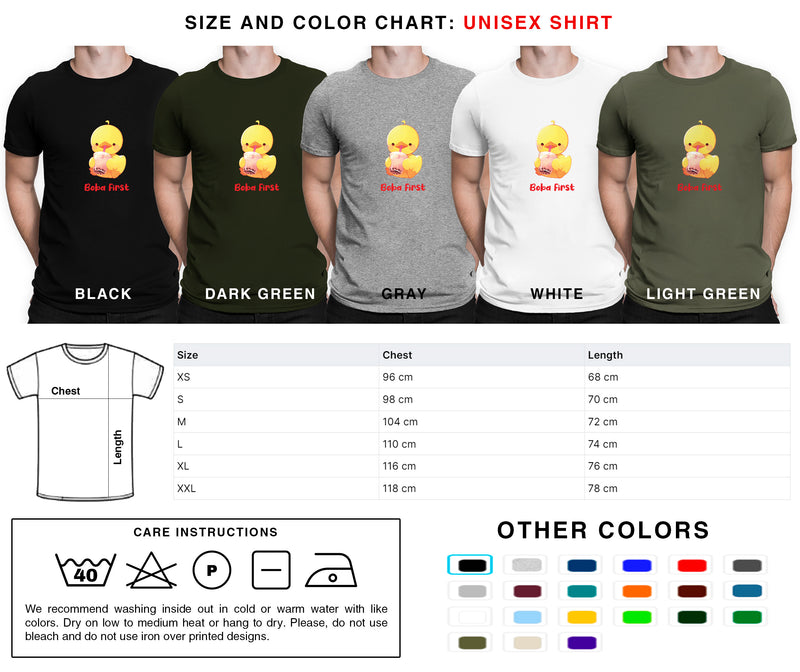 Boba First - Cute Duck Boba | Editable Text - Custom text shirts, totes and bags