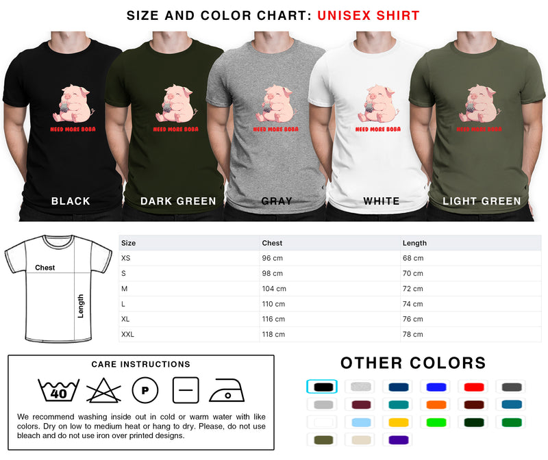 Need More Boba - Cute Pig Boba Tea | Editable Text - Custom text shirts, totes and bags