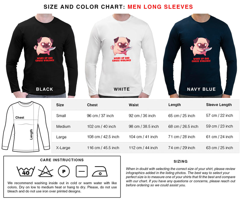 Woke Up And Chose Violence - Cute Pug Knife | Editable Text - Custom text shirts, totes and bags