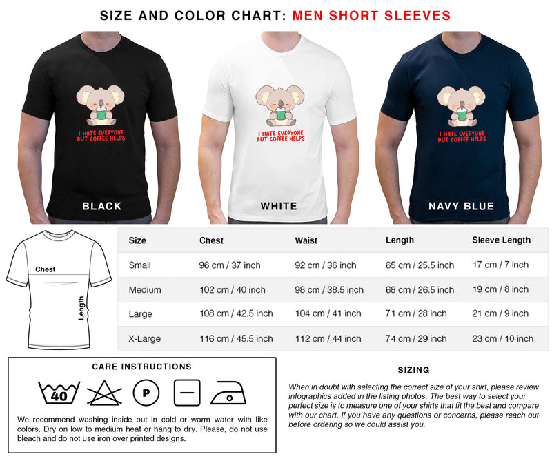 I Hate Everyone But Coffee Helps - Cute Koala Coffee | Editable Text - Custom text shirts, totes and bags