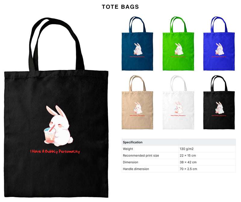 I Have A Bubbly Personality - Cute Rabbit Boba Tea | Editable Text - Custom text shirts, totes and bags