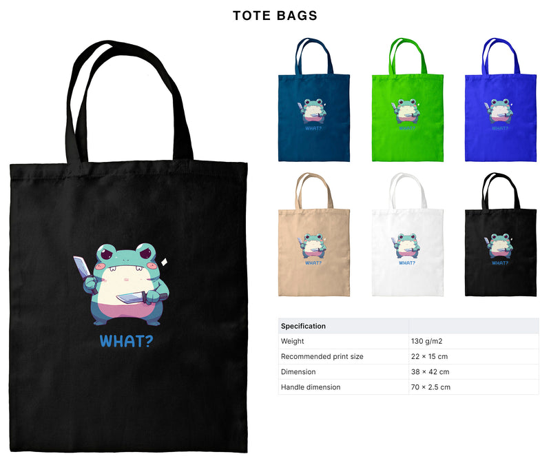 What? - Cute Frog Knife | Editable Text - Custom text shirts, totes and bags