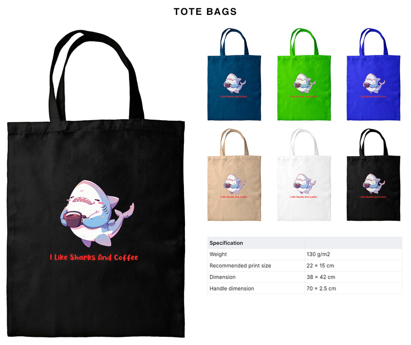 I Like Sharks And Coffee - Cute Shark Coffee | Editable Text - Custom text shirts, totes and bags