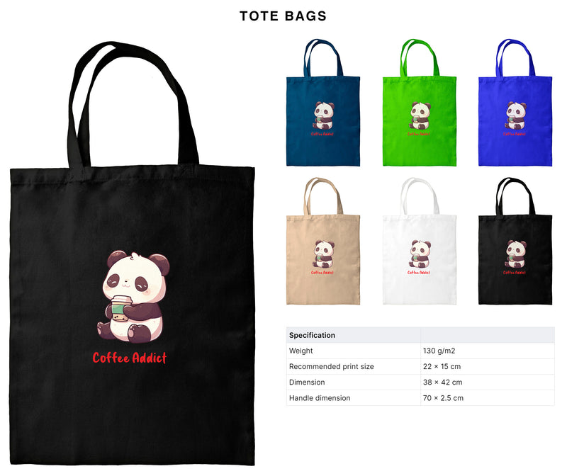 Coffee Addict - Cute Panda Coffee | Editable Text - Custom text shirts, totes and bags