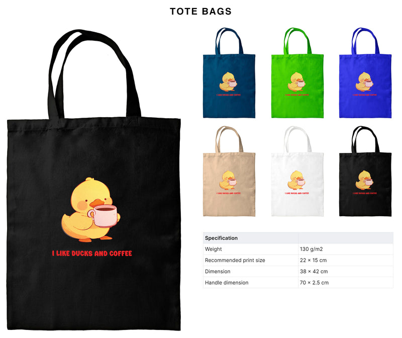 I Like Ducks And Coffee - Cute Duck Coffee | Editable Text - Custom text shirts, totes and bags