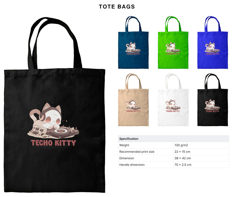 Techno Kitty - Dj Cat | Editable Text - Custom text shirts, totes and bags