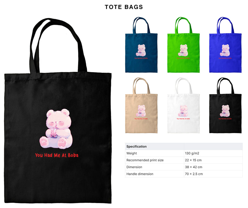 You Had Me At Boba - Cute Bear Boba Tea | Editable Text - Custom text shirts, totes and bags