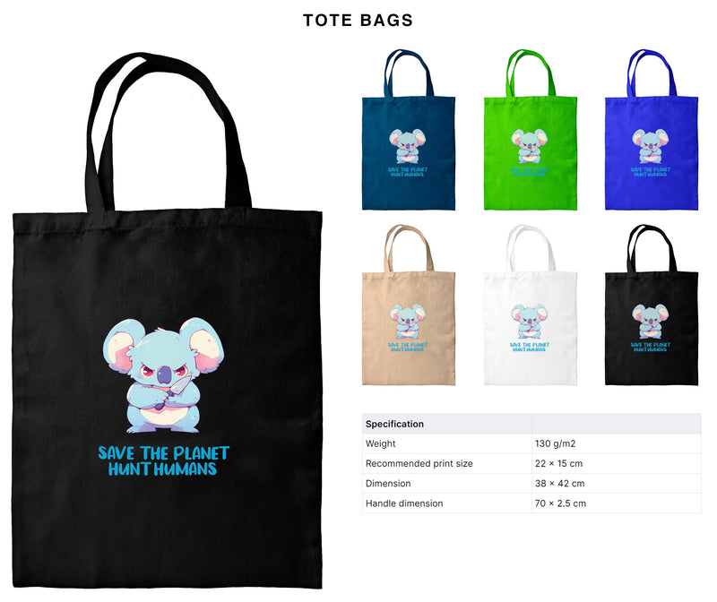 Save The Planet Hunt Humans - Cute Koala Knife | Editable Text - Custom text shirts, totes and bags