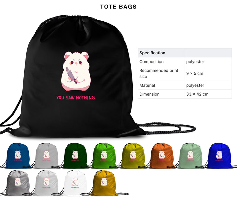 You Saw Nothing - Cute Hamster Knife | Editable Text - Custom text shirts, totes and bags