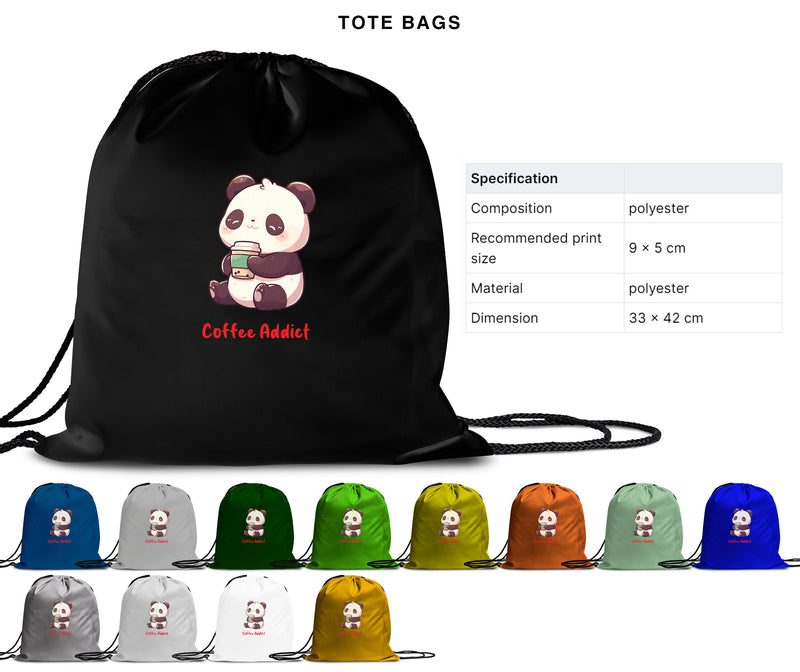 Coffee Addict - Cute Panda Coffee | Editable Text - Custom text shirts, totes and bags