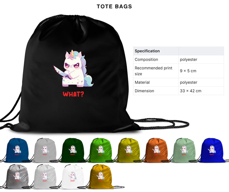 What? - Cute Unicorn Knife | Editable Text - Custom text shirts, totes and bags