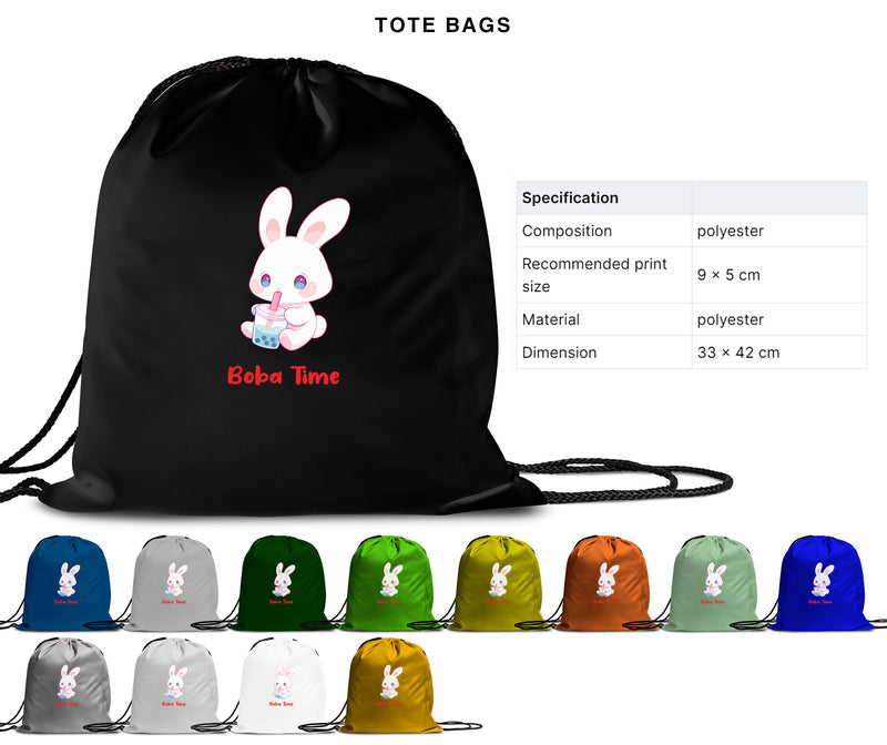 Boba Time - Cute Rabbit Boba Tea | Editable Text - Custom text shirts, totes and bags