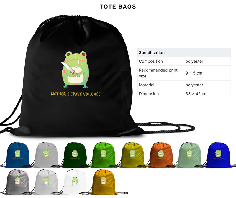 Mother, I Crave Violence - Cute Frog Knife | Editable Text - Custom text shirts, totes and bags