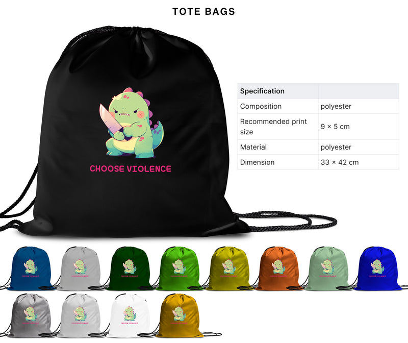 Choose Violence - Cute T-Rex Dinosaur Knife | Editable Text - Custom text shirts, totes and bags