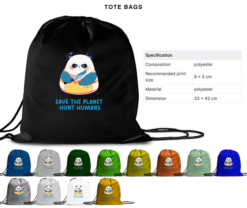 Save The Planet Hunt The Humans - Cute Panda Knife | Editable Text - Custom text shirts, totes and bags