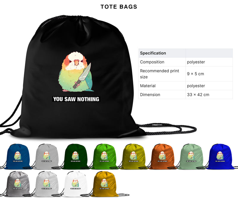 You Saw Nothing - Cute Parrot Knife | Editable Text - Custom text shirts, totes and bags