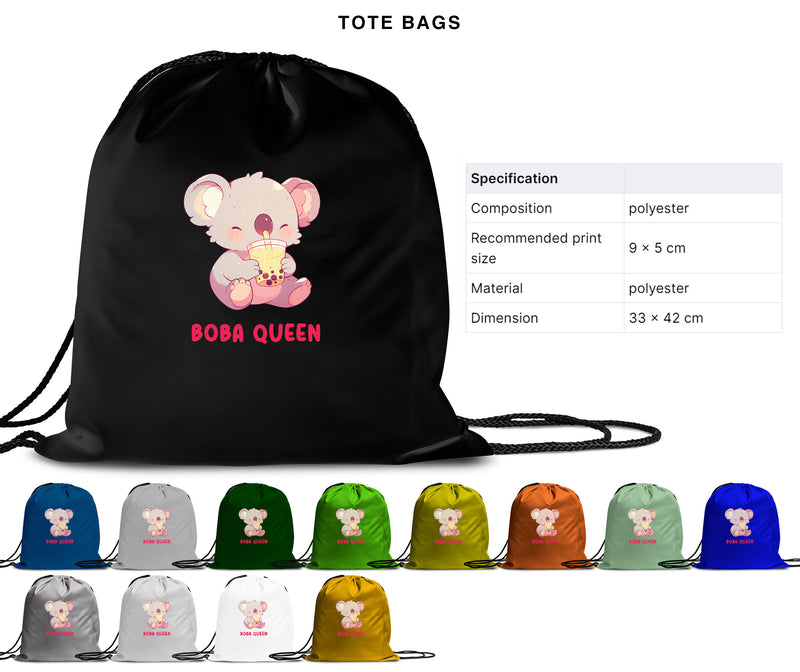 Boba Queen - Cute Koala Boba Tea | Editable Text - Custom text shirts, totes and bags