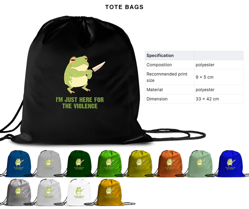 I'm Just Here For The Violence - Cute Frog Knife | Editable Text - Custom text shirts, totes and bags