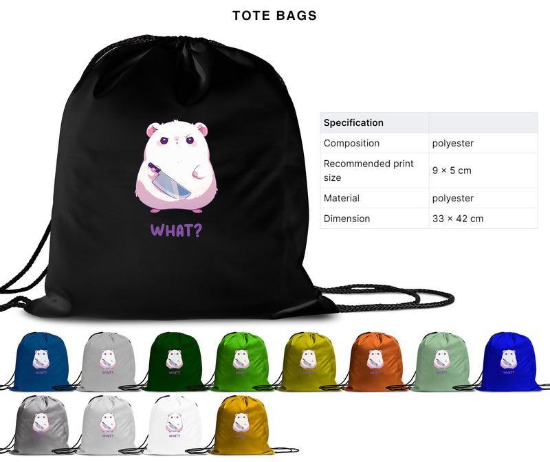 What? - Cute Hamster Knife | Editable Text - Custom text shirts, totes and bags