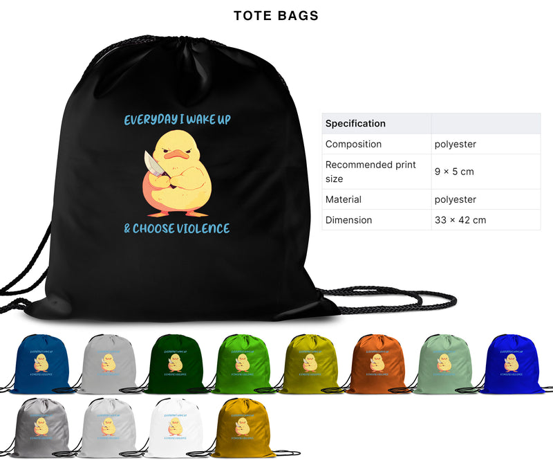 Everyday I Wake Up & Choose Violence - Cute Duck Knife | Editable Text - Custom text shirts, totes and bags