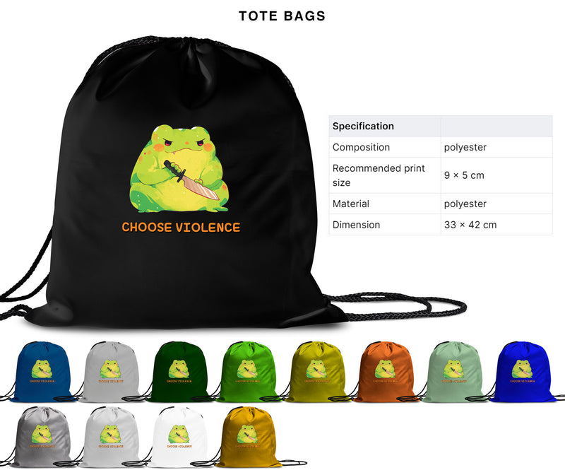 Choose Violence - Cute Frog Knife | Editable Text - Custom text shirts, totes and bags