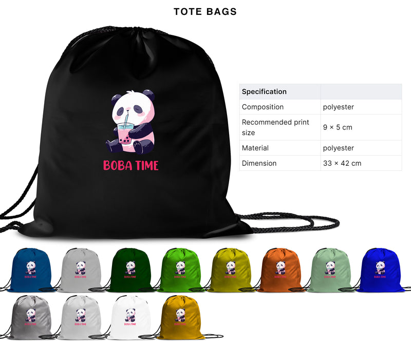 Boba Time - Cute Panda Boba | Editable Text - Custom text shirts, totes and bags