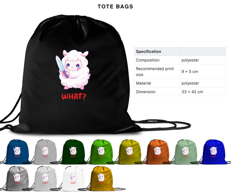 What? - Cute Sheep Knife | Editable Text - Custom text shirts, totes and bags