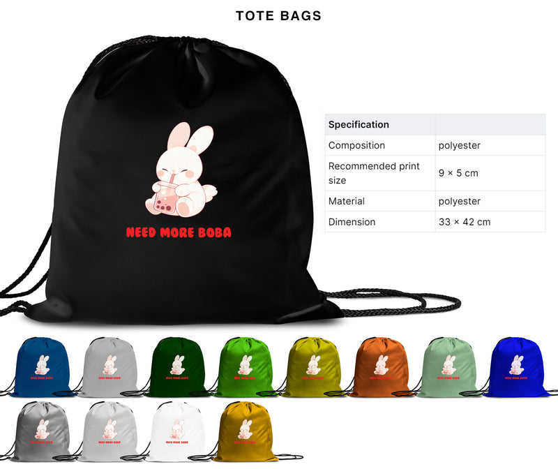 Need More Boba - Cute Rabbit Boba Tea | Editable Text - Custom text shirts, totes and bags