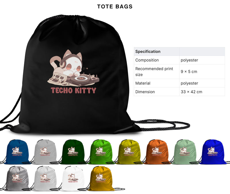 Techno Kitty - Dj Cat | Editable Text - Custom text shirts, totes and bags